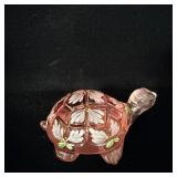 Fenton Pink Irridescent Handpainted Floral Turtle>