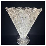 Vintage Hofbauer Byrdes Lead Crystal Fan Vase 9'T