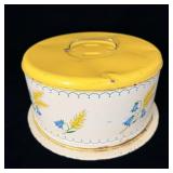 Vintage Bluebell & Wheat Yellow Metal Cake / Pie