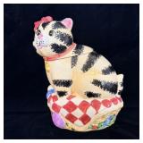 Vintage International Art Ceramic Cat Cookie Jar >