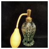 Vintage Gold & Grey Glass Perfume Atomizer 5'