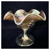 Antique Northwood green iridescent carnival glass