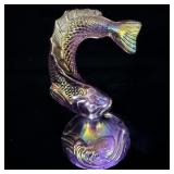 Fenton amethyst carnival glass fish 5 inches