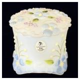 Vintage Fenton hand painted satin trinket box