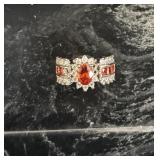 18K White Gold Fill Stairstep Oval Cocktail Ring