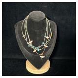 (4) Liquid Silver Navajo Fetish Necklaces >