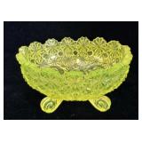Fenton Daisy & Button Vaseline Uranium Glass >