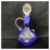 Vintage Cobalt Blue Czech Cut Glass Crystal Cruet>