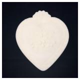 Fenton Green Custard Uranium Glass Heart Trinket >