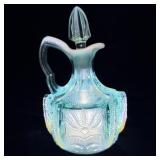 Fenton Aqua Blue Opalescent Cactus Pattern Cruet >