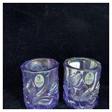 Fenton Purple Carnival Glass Embossed Iris Votive>