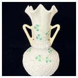 Belleek Ireland Shamrock Harp Vase 6.5ï¿½