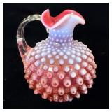 Fenton Cranberry Opalescent Hobnail glass cruet