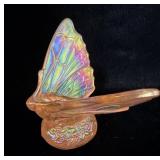 Fenton Pink Iridescent Glass Butterfly Figurine 3'