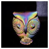 Fenton Amethyst Carnival Glass Owl Figurine 3.5'