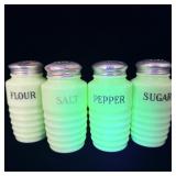 Antique Jeannette Jadeite Ribbed uranium glass