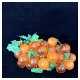 MCM Amber Lucite Grape Cluster w/driftwood stem