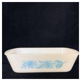 Vintage Glasbake Blue Thistle Glass Loaf Pan