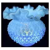 Fenton Blue Opalescent Hobnail Vase
