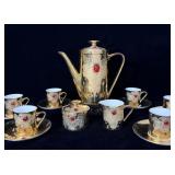 Antique gold gilded Bavarian jeweled tee set