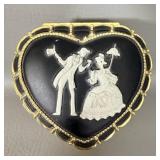 Vintage black cameo gilded jewelry box