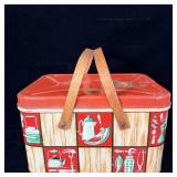 Vintage Tin Picnic Basket Hamper