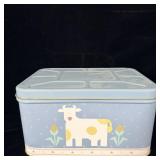 Vintage Blue Cow Tin Bread Box