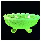 LG Wright Opalescent Vaseline Glass Daisy &