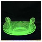 FENTON 1930'S swan Green Uranium / Vaseline Glass
