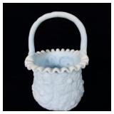 Fenton Blue Satin Poppy Flower Basket 10ï¿½