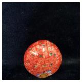 Vintage Millefiori Red Peacock Paperweight 3.25'