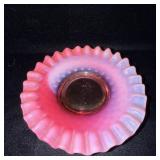 Fenton Hobnail Cranberry Opalescent Candy Dish