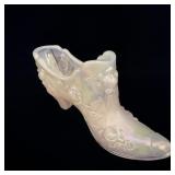 Fenton Light Pink Opalescent Cabbage Rose Shoe