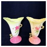 (2) Vintage Hull Woodland Pattern Flared Vase W8 >