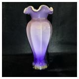 Vintage Amethyst Lavender Cased Glass Vase 8'