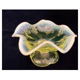 Vintage Opalescent Vaseline Uranium Glass Nut Dish