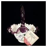 Fenton Milk Glass Lilac Plum Crest Basket Purple