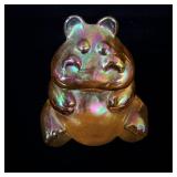 Fenton Art Glass Iridescent Amber Hippo Figurine