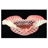 Fenton Cranberry Opalescent Diamond Optic bowl