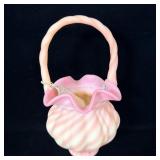 Fenton Burmese Spiral Optic Satin Vase 9'