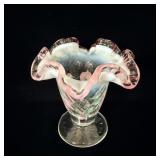 Fenton Meadow Beauty Pink Opalescent Vase 4.25'