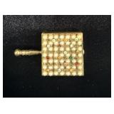 Vintage Uranium Faux Pearl Gold Tone Pill Box