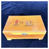 Vintage Cedar Hunting Scene Jewelry Box filled w/>