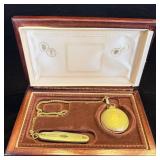 Vintage Colibri Gold Tone Pocket Watch Knife Set