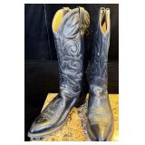 Mens Black Leather Cowboy Boots 9.5D