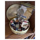 Tin of old buttons