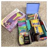 Bracelet maker, card games, Yahtzee, sidewalk