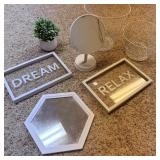 Home decor vanity mirror waste baskets dream and