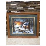 The glow of Christmas by Ron Iverson in Oak frame