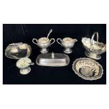 Silver Plate Cream & Sugar, Gravy Bowl, Butter >